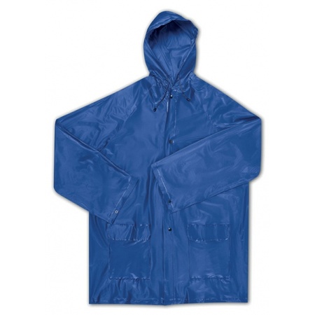 Blue hooded raincoat 