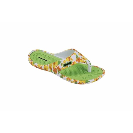 Ladies slippers with green flowers