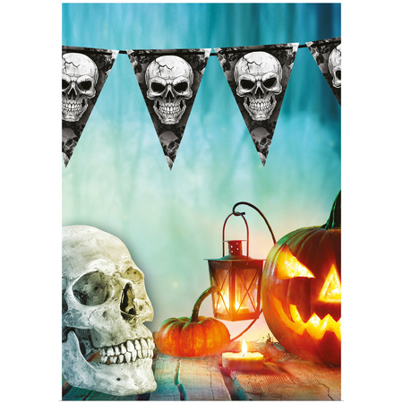 Halloween bunting flags decoration - skull theme - 400 cm plastic