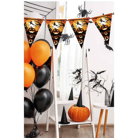Halloween/horror thema vlaggenlijn - pompoen - kunststof - 400 cm - vlaggetjes versiering