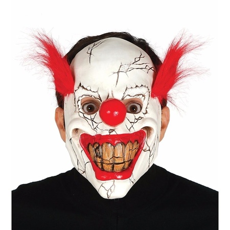 Halloween mask horror clown with red hair