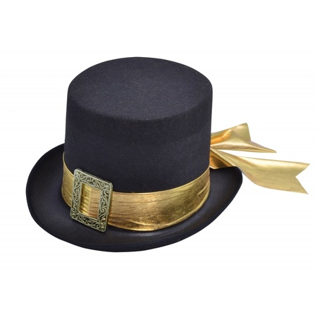 Top hat with gold ribbon for adults