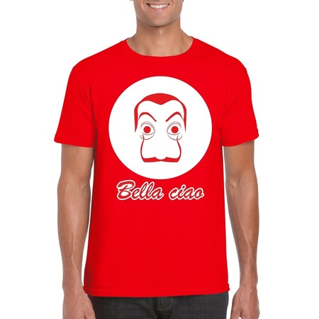 Red Dali t-shirt with La Casa Papel mask for men
