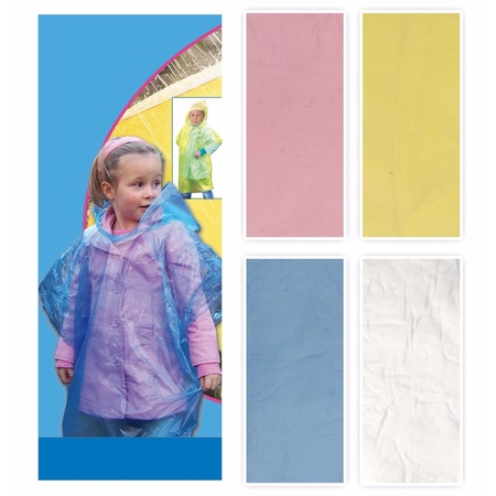Wegwerp regen poncho voor kinderen blauw